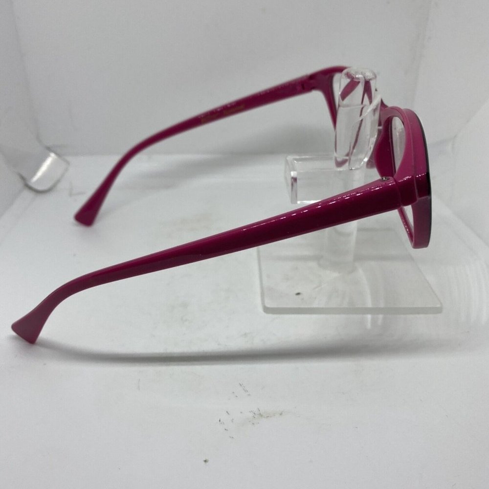 Betsey Johnson +1.50 Reading Eyeglasses Gloss Black/Hot Pink Cat Eye Style NWOT - Picture 2 of 6